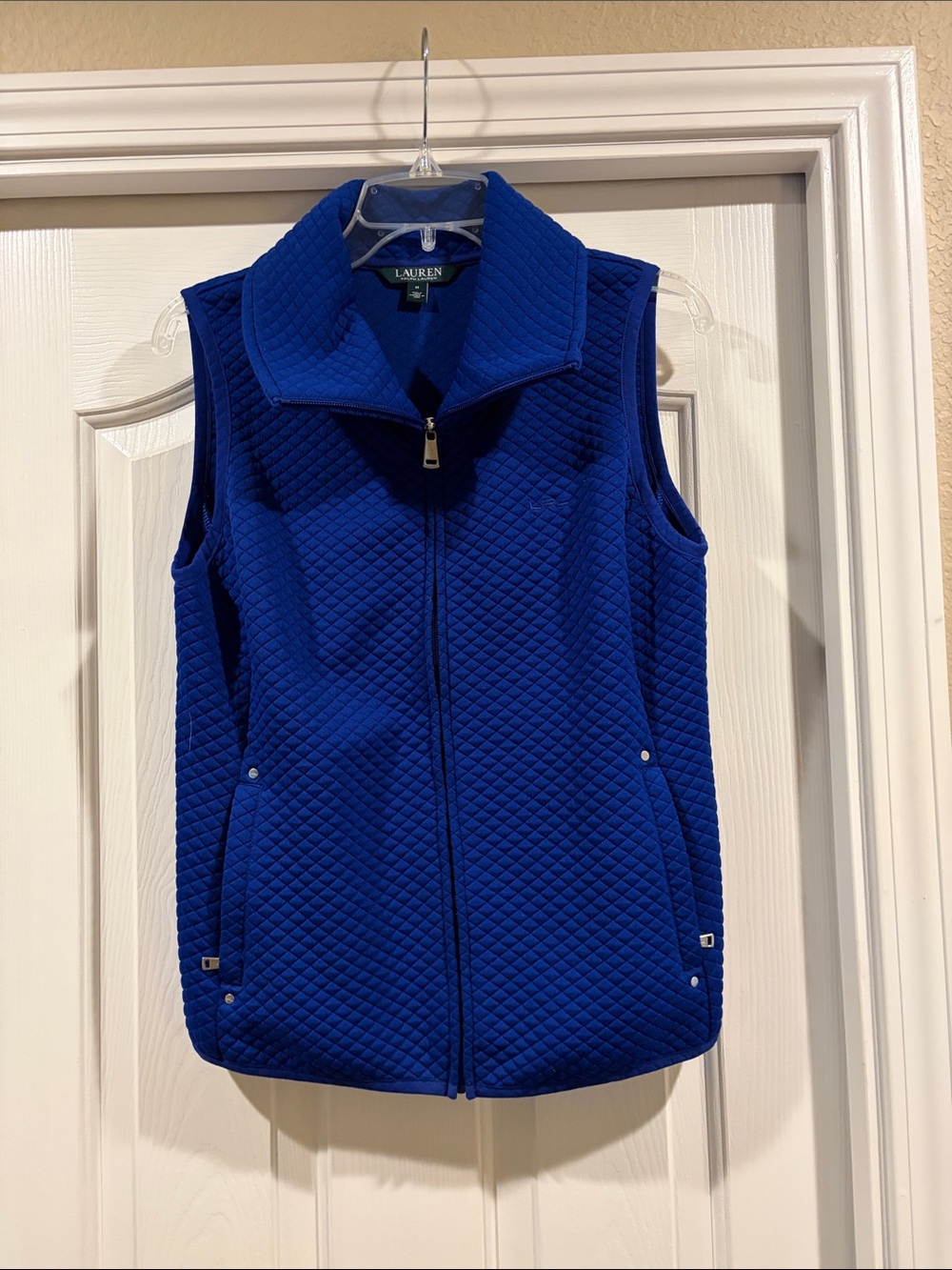 Ralph Lauren Quilted Cobalt Blue Zip Vest like new size M - Picture 2 of 5